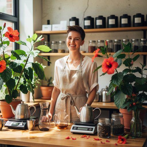 Skanus hibisko gėlių arbatos paruošimo procesas, užfiksuotas žingsnis po žingsnio.